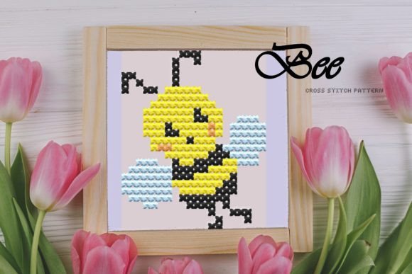 Bee. Cross Stitch Pattern for Easter Decor