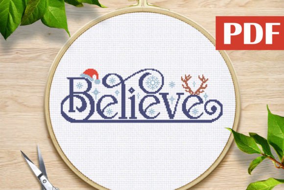 Believe Cross Stitch Pattern for Handmade Gifts