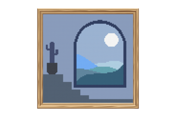 Boho Desert Sunset Blue: A Versatile Cross Stitch Pattern