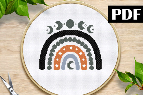 Boho Moon Cross Stitch: A Seasonal Embroidery Delight