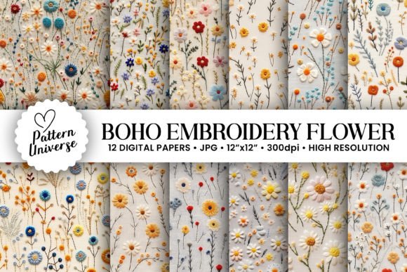 Boho Wildflowers: A Versatile Embroidery Set