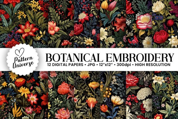 Botanical Embroidery Floral Patterns for Holidays