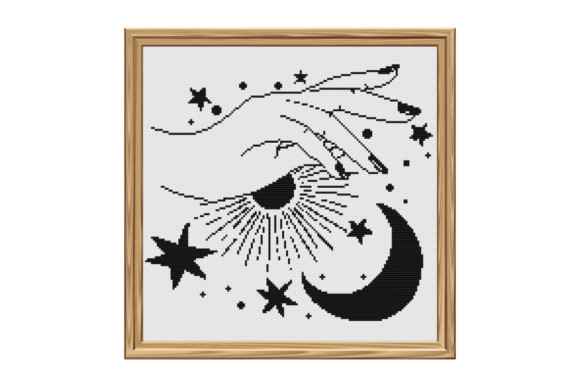 Celestial Hand Cross Stitch for Boutique Sweatshirts