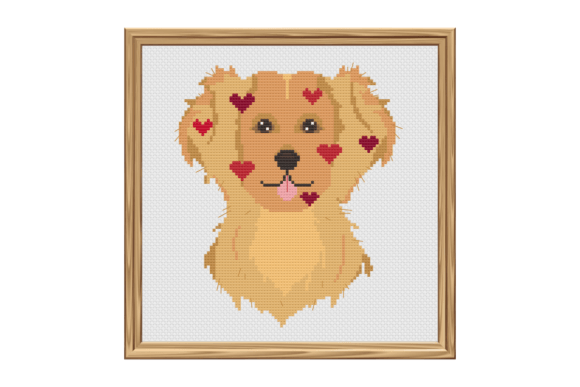 Charming Happy Golden Retriever Cross Stitch