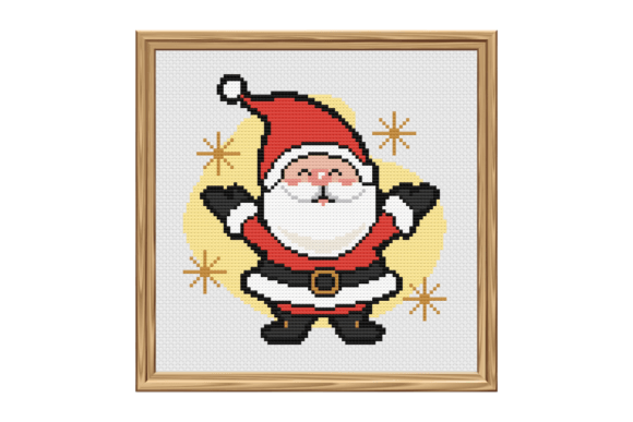 Charming Santa Claus Cartoon Style Cross Stitch