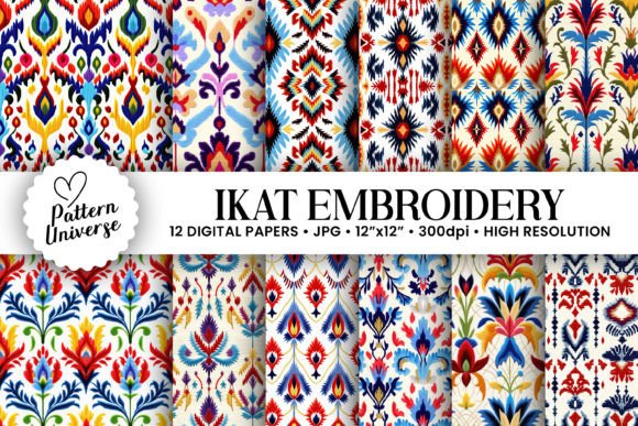 Exploring Ikat Embroidery Floral Seamless Patterns