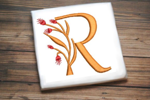 Floral Monogram Letter R: A Festive Embroidery Delight