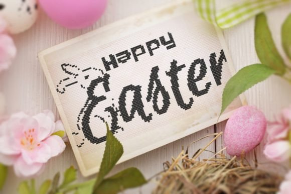 Happy Easter Cross Stitch: A Charming Embroidery Design