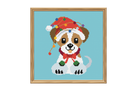 Jack Russell in Santa Hat: A Festive Cross Stitch