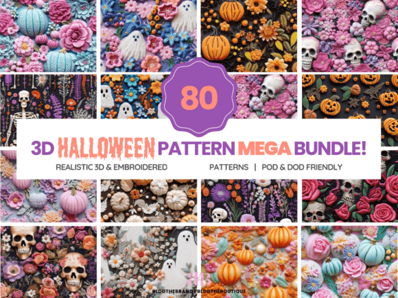 Spooky Season Embroidery: 80 3D Halloween Patterns
