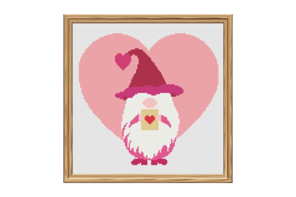 Valentine's Day Gnome: A Charming Cross Stitch