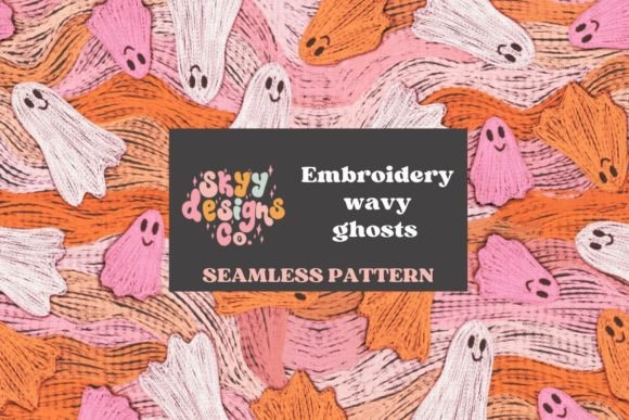 Wavy Ghosts Embroidery for Boutique Apparel